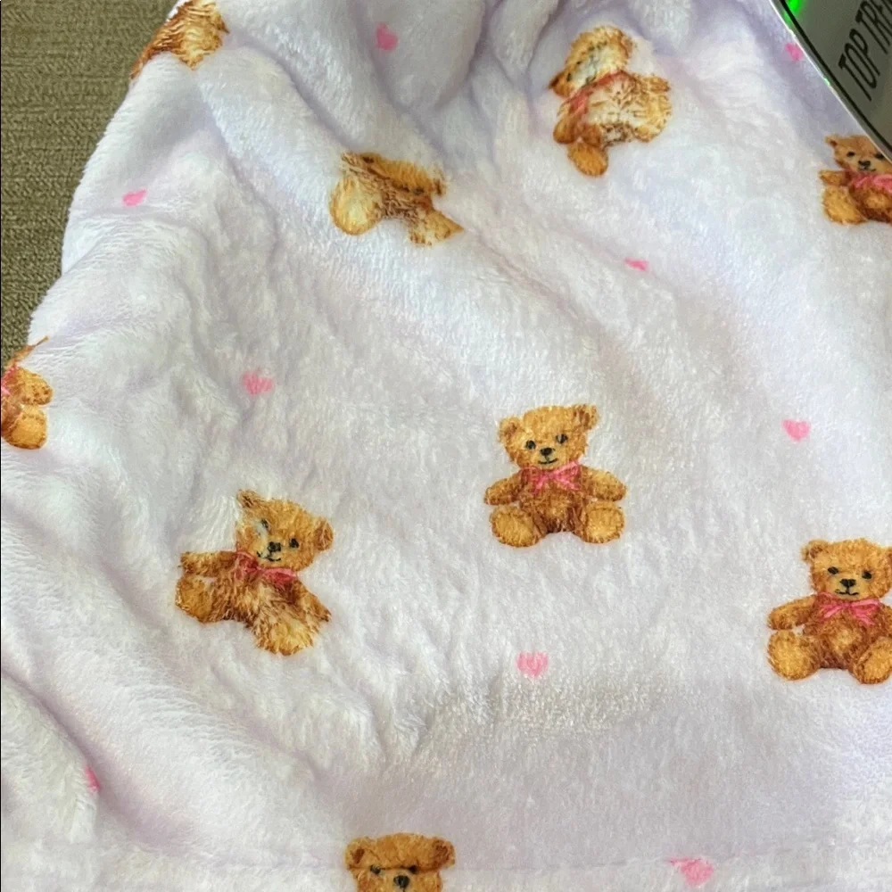 🤑3 for $12 🤑 Top Trenz Plush Teddy Bear Print Lounge Shorts - Light Pink - Picture 6 of 7